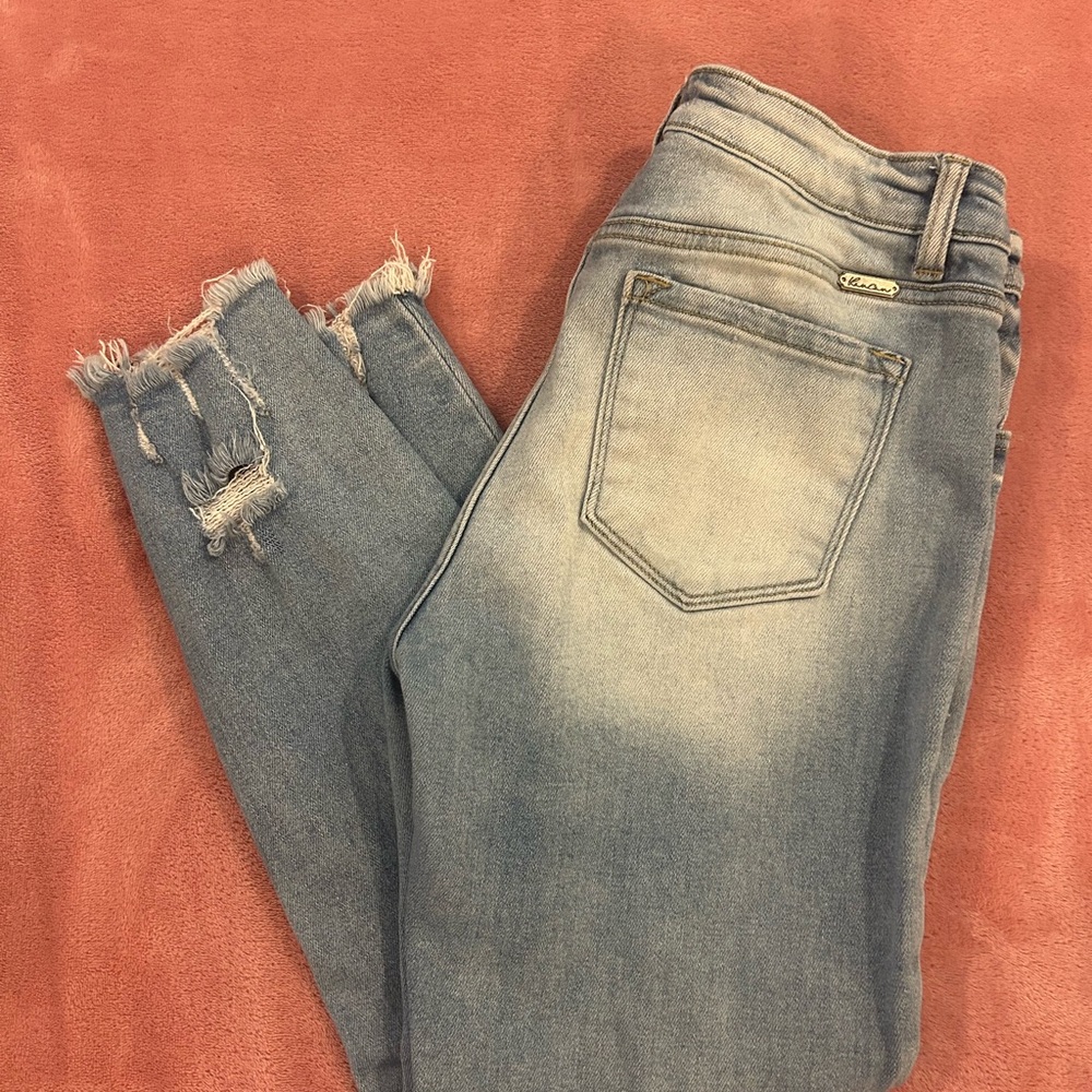 Womens Trendy Distressed Blue Jeans